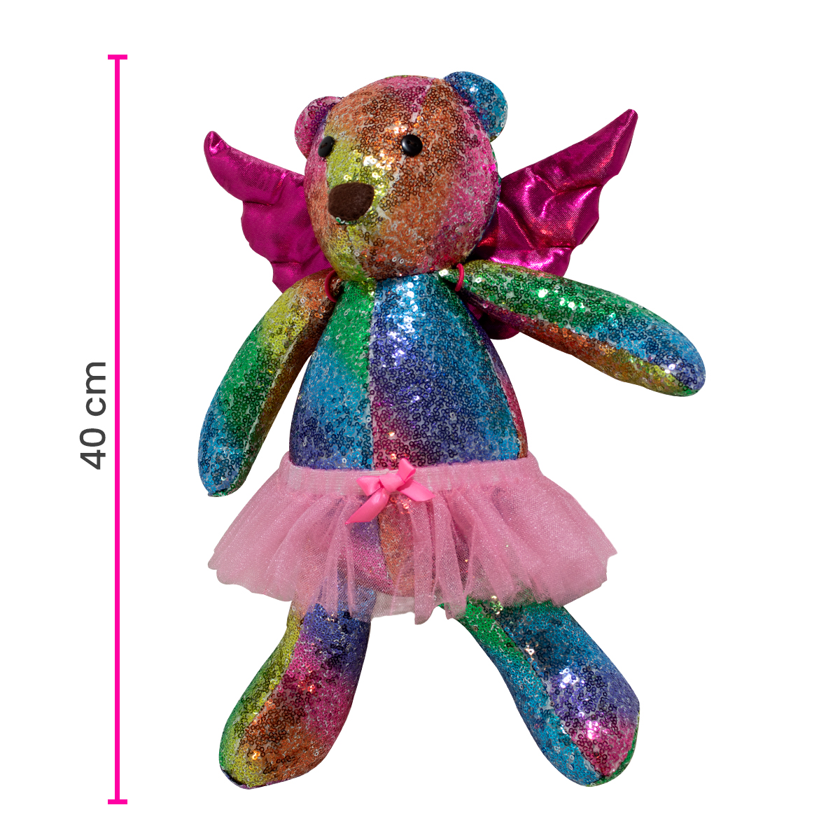 Oso Peluche de Lentejuelas, Adorno Navideño, decoración navideña con alas de ángel y tutú desmontables.