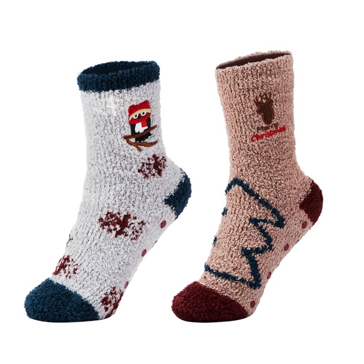 Calcetines calentadores navideños para mujer, dos diseños diferentes, marca Love to Lounge, mod. 1054149