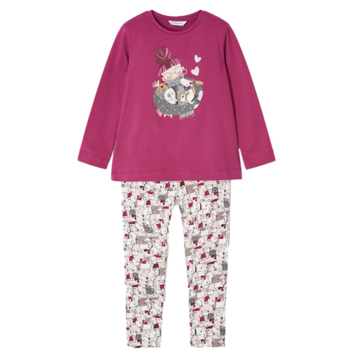 Conjunto leggings para niña marca Mayoral color frambuesa