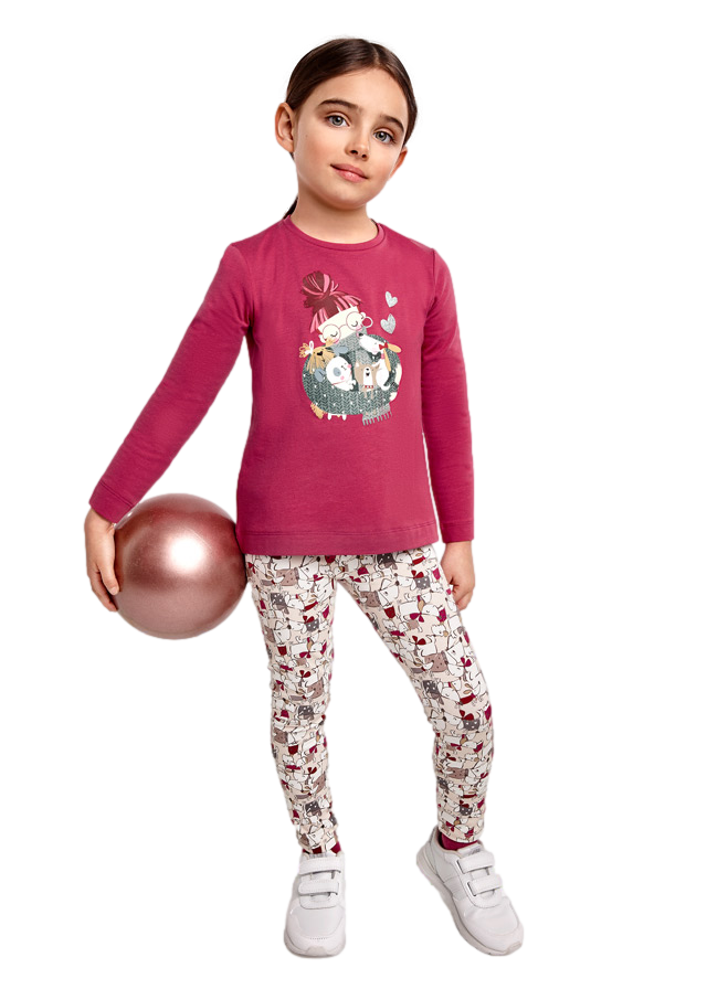 Conjunto leggings para niña marca Mayoral color frambuesa
