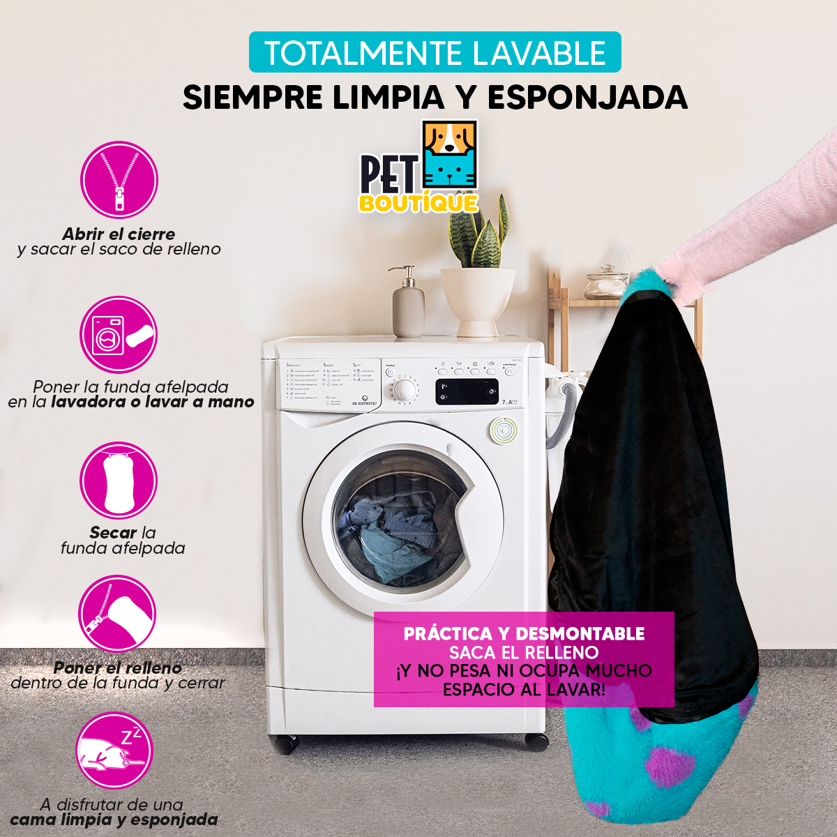 Funda Monstruo Para Cama Mascota Grande Pet Boutique Cómoda Azul.