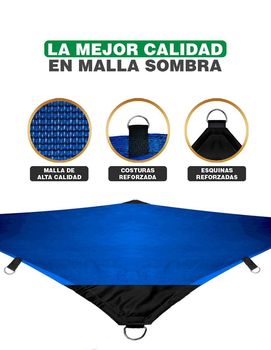 Hanlob Malla Sombra 5x1 m Azul para Exteriores Extra Reforzada, 90% de Sombra, Bloqueo de Rayos UV, Sombra Raschel para Jardín o Terraza, Resistente a Lluvias, Fácil y Lista para Instalar.
