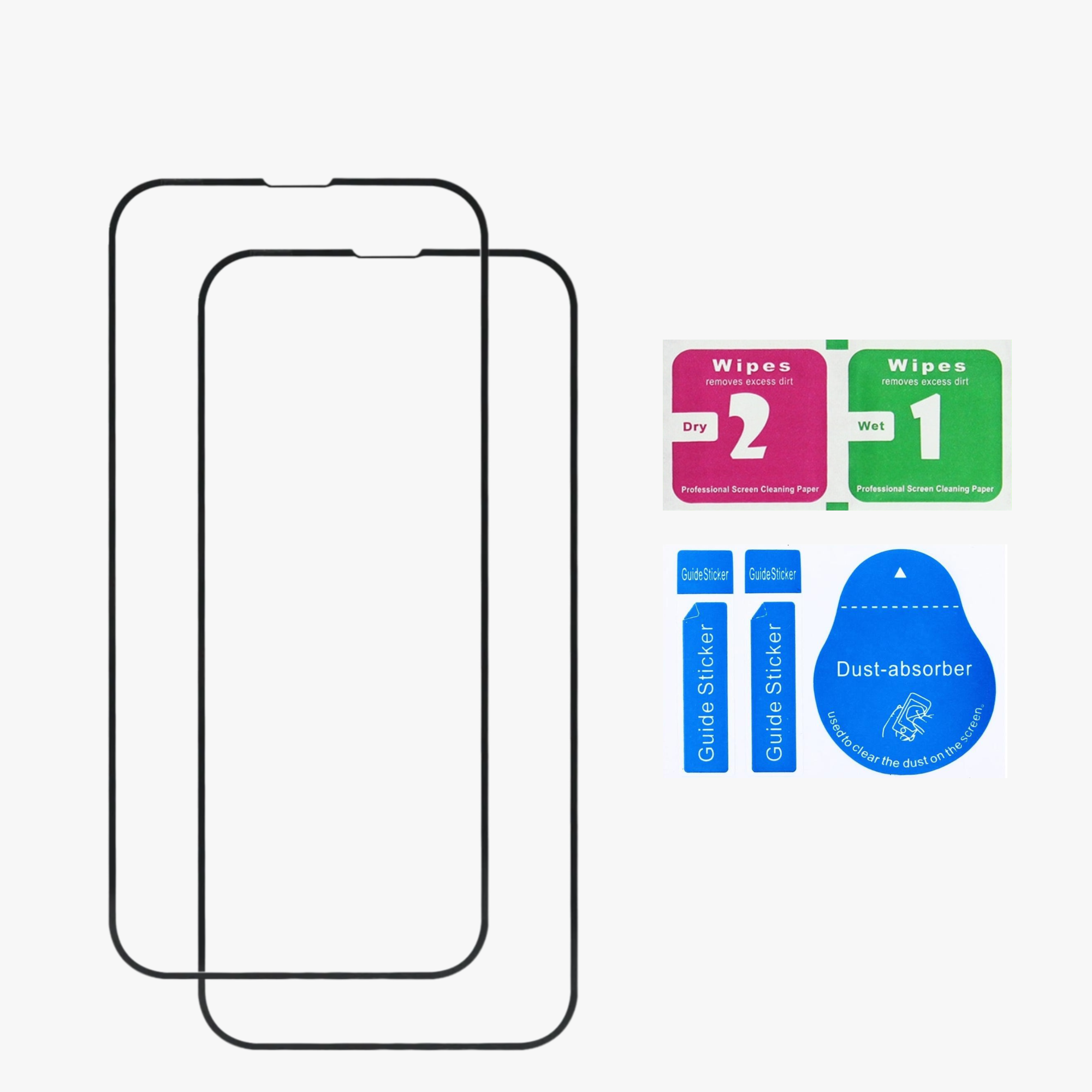 Protector de Pantalla Vidrio Templado de Cobertura Completa para iPhone 13 , 13 Pro Dureza 9H Paquete de 2 Piezas