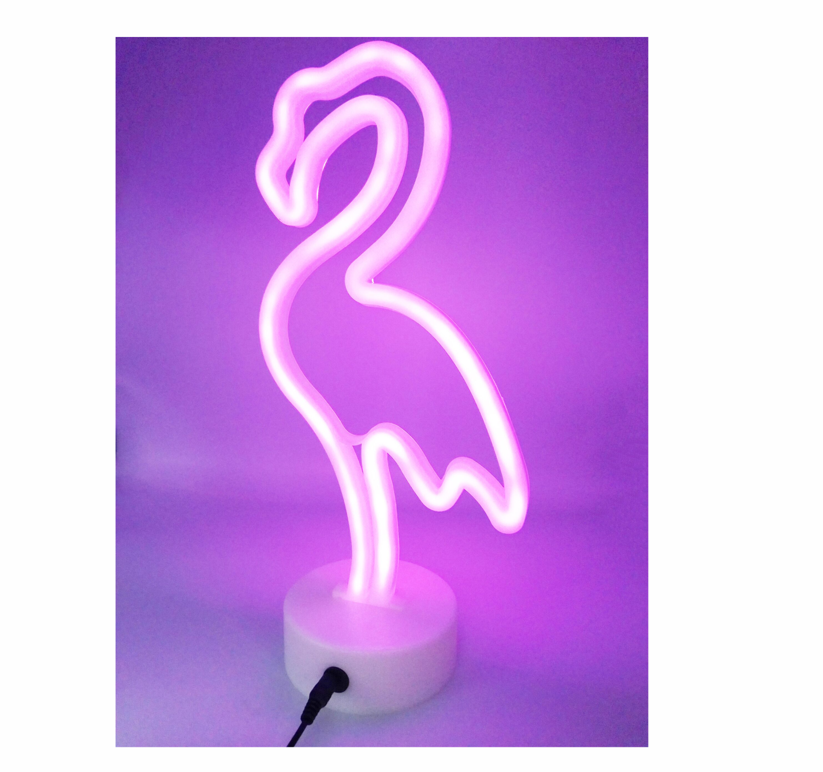 Lámpara LED Neon  en forma de flamingo conexion con usb y baterias (no incluidas)