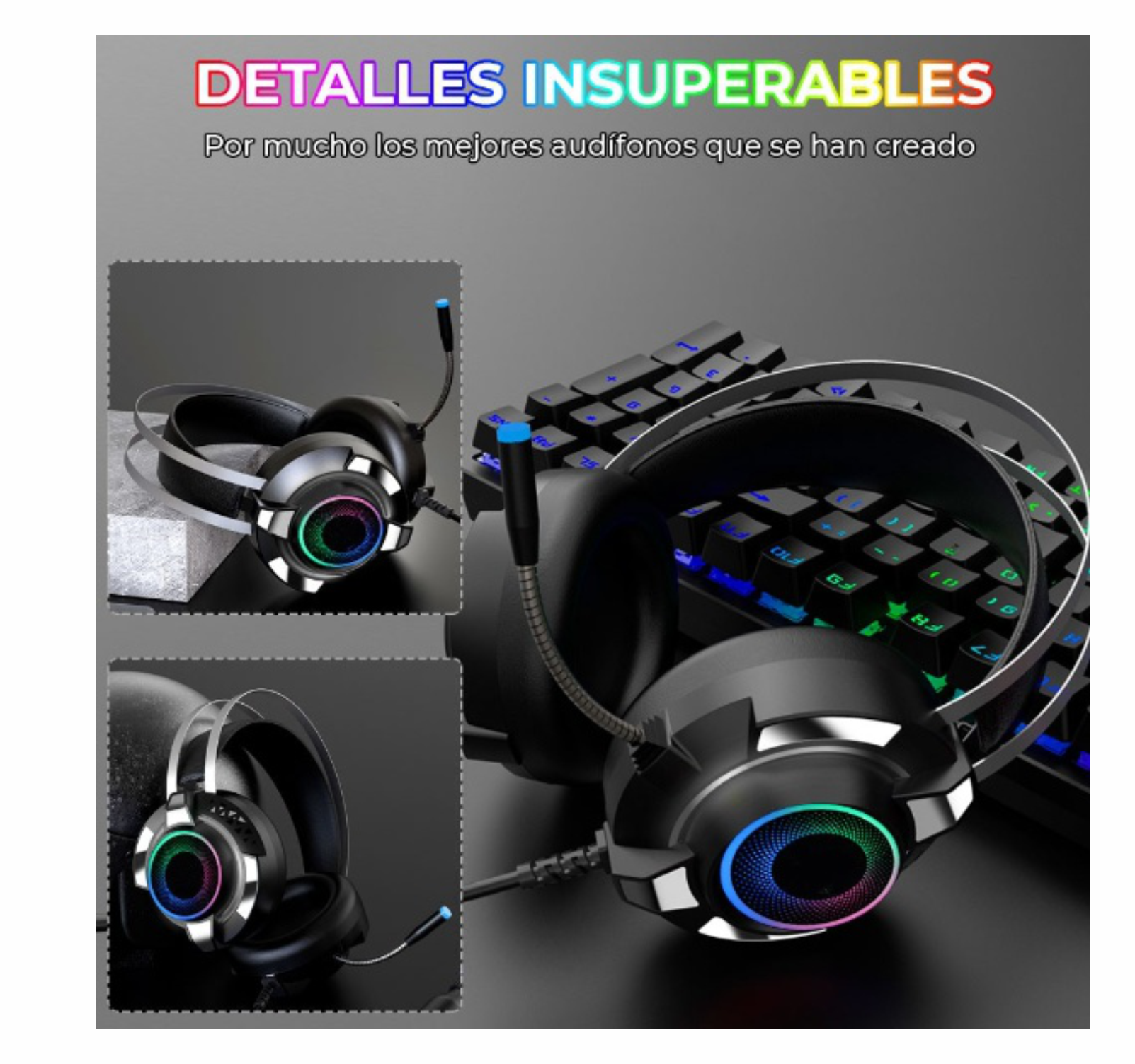 Audífonos Gamer Usb Rgb Diadema 3.5mm Para Pc Ps4 Xbox cancelacion de ruido doble conexion, microfono manos libres