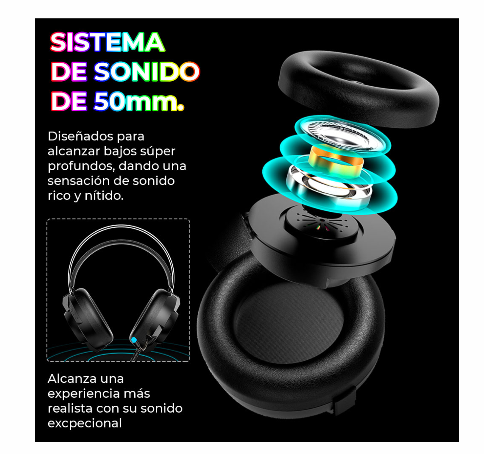 Audífonos Gamer Usb Rgb Diadema 3.5mm Para Pc Ps4 Xbox cancelacion de ruido doble conexion, microfono manos libres