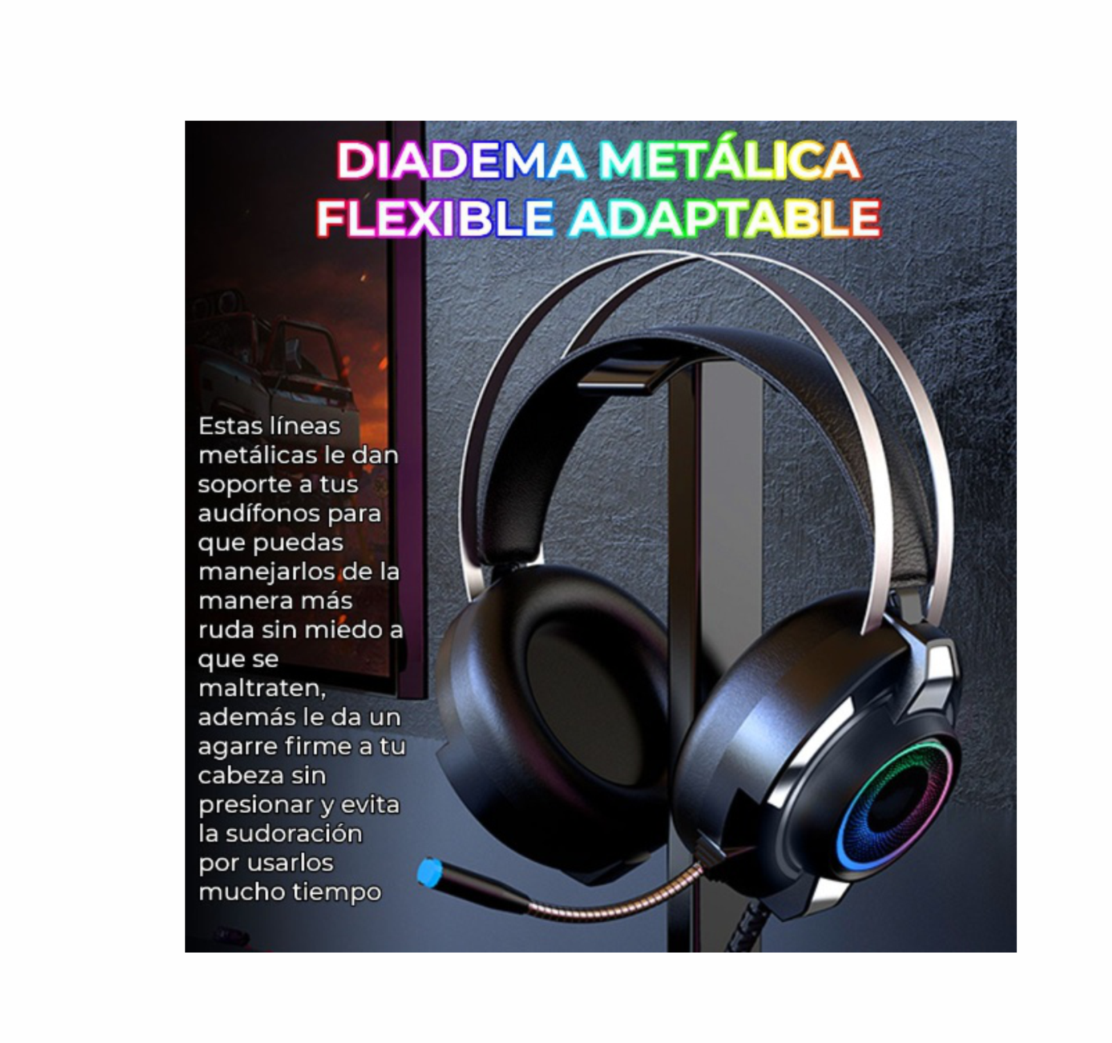 Audífonos Gamer Usb Rgb Diadema 3.5mm Para Pc Ps4 Xbox cancelacion de ruido doble conexion, microfono manos libres