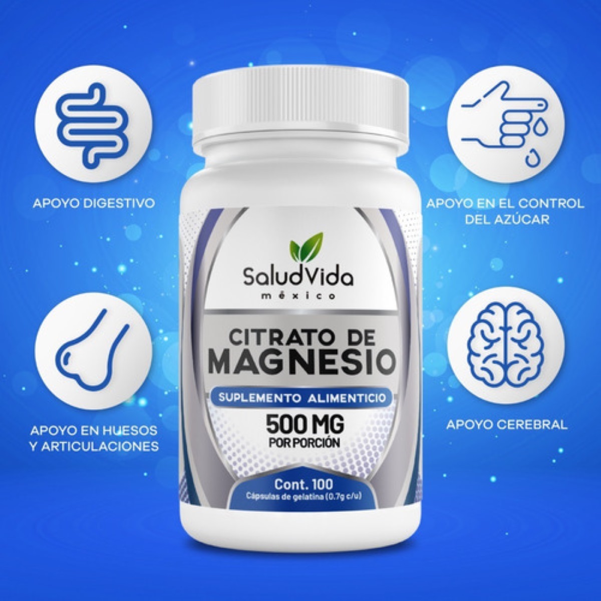 Citrato De Magnesio 500mg 100 Capsulas