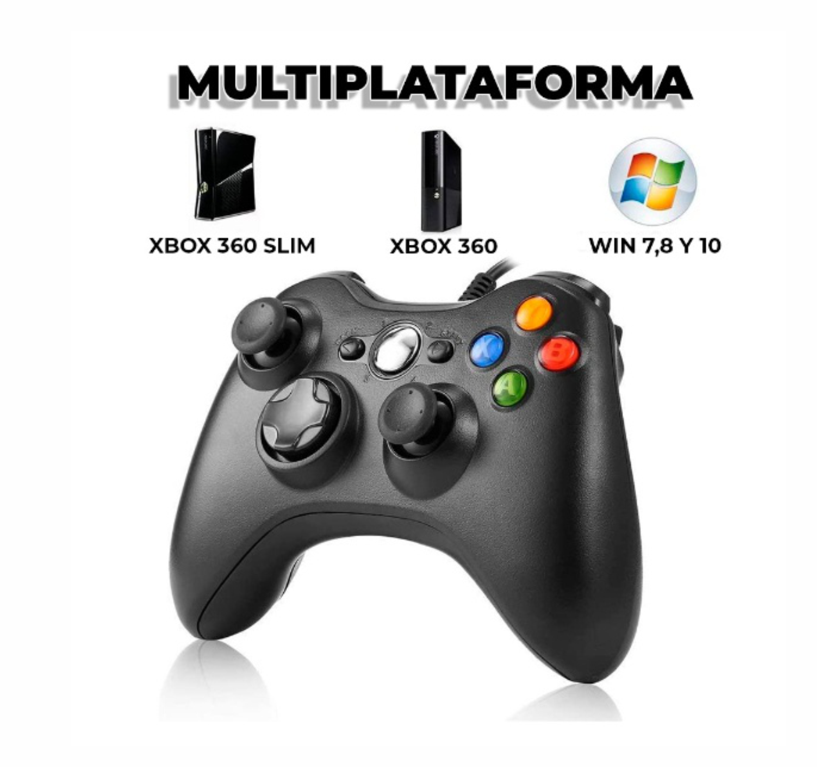 Control Xbox 360 Alambrico Gamepad 1.5 cable 1:1 Igual a original multiplataforma diseño ergonómico