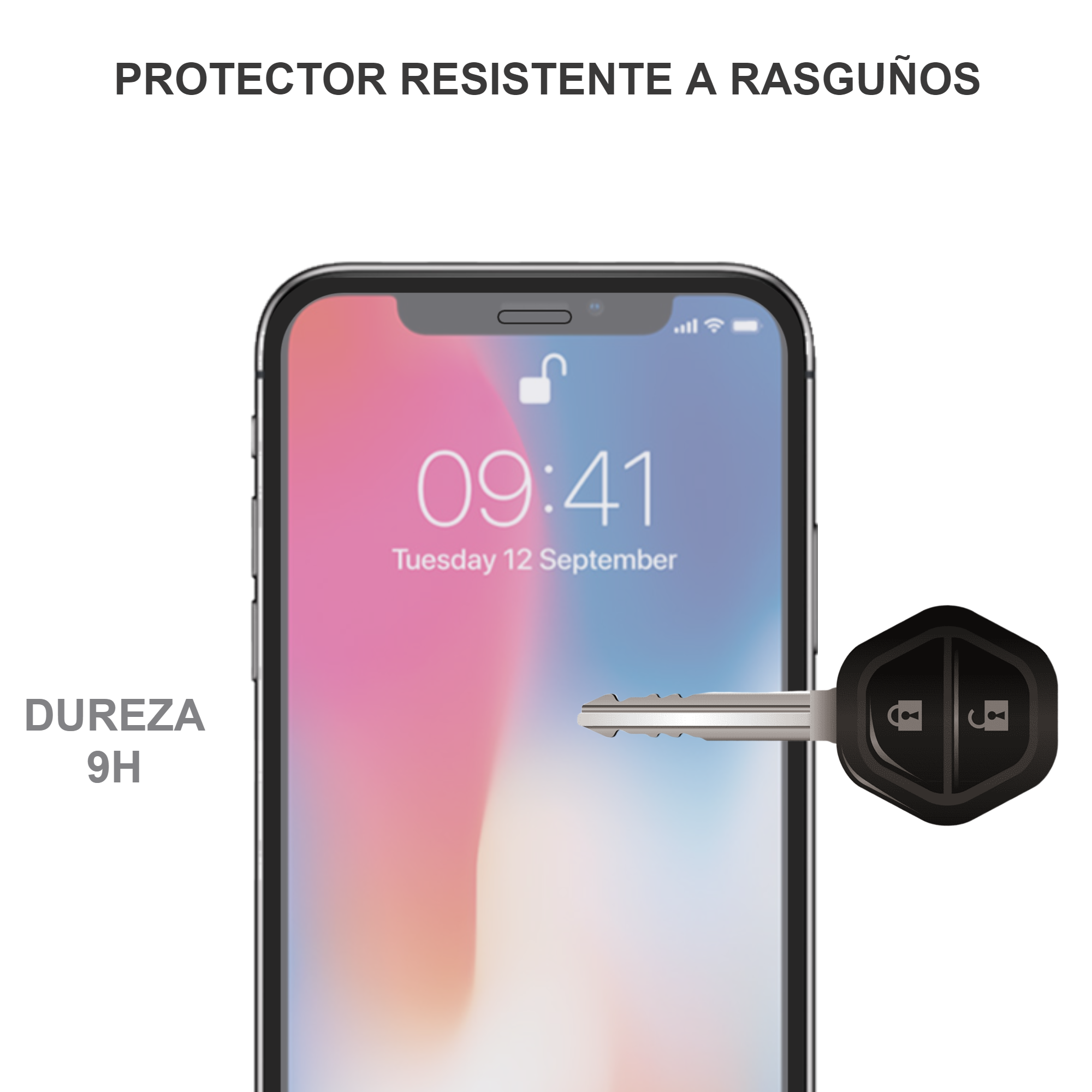 Protector de Pantalla Vidrio Templado de Cobertura Completa para iPhone X , XS Dureza 9H Paquete de 2 Piezas
