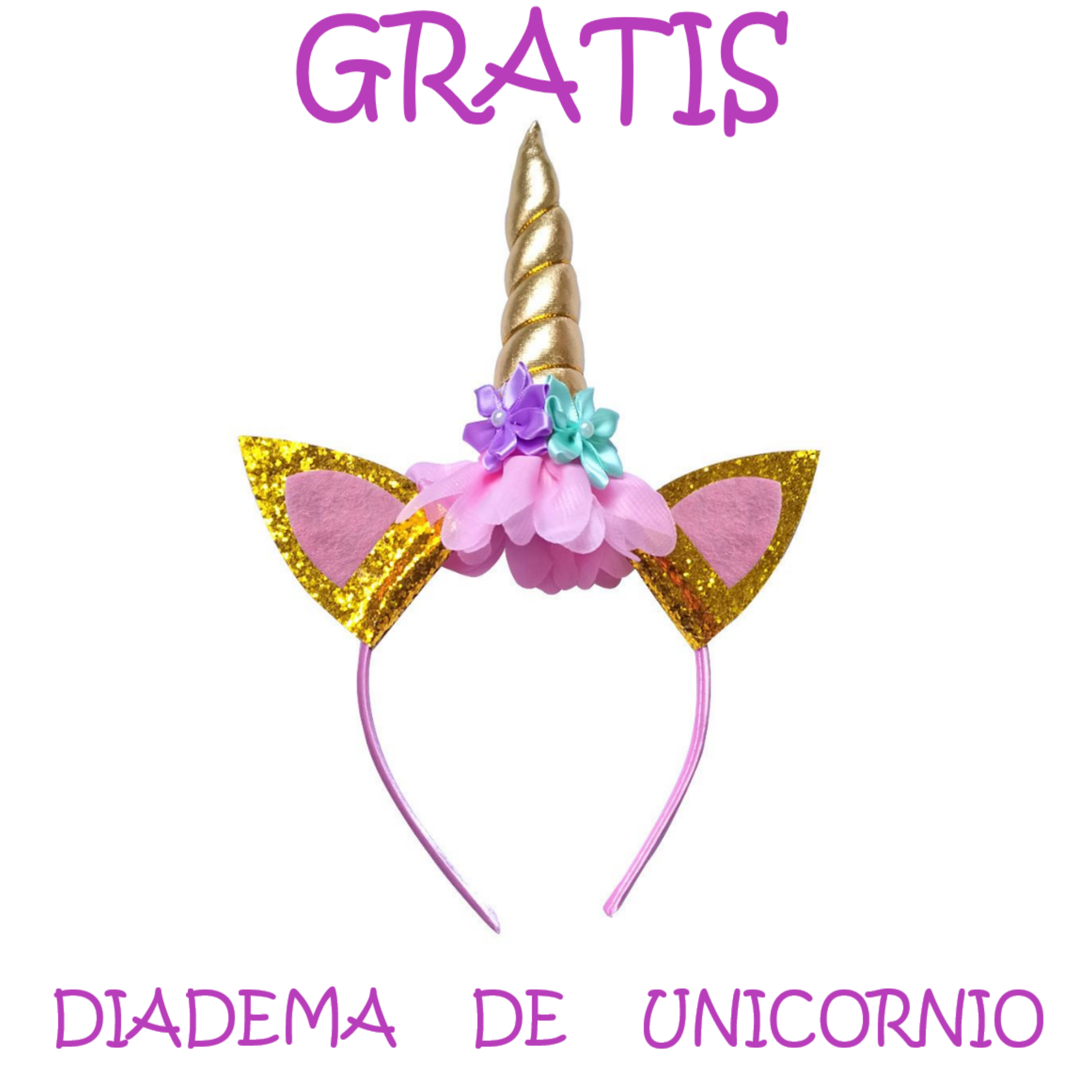 Vestido Largo para Niña Disfraz de Unicornio Con Diadema COLOR ROSA