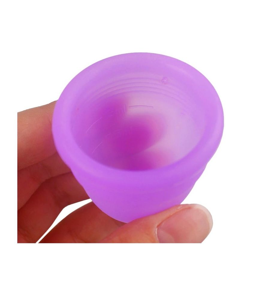 COPA MESTRUAL TALLA L MORADO SILICONA GRADO MEDICO COMODA TRASPORTABLE