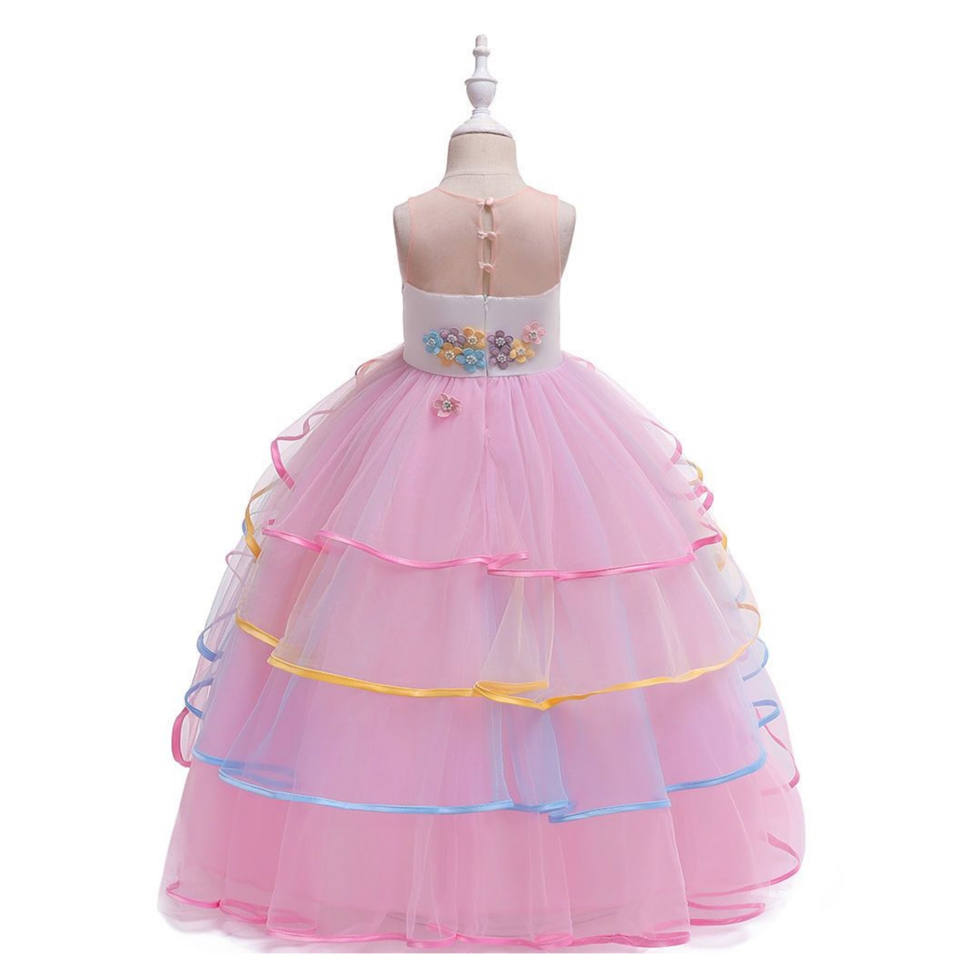 Vestido Largo para Niña Disfraz de Unicornio Con Diadema COLOR ROSA