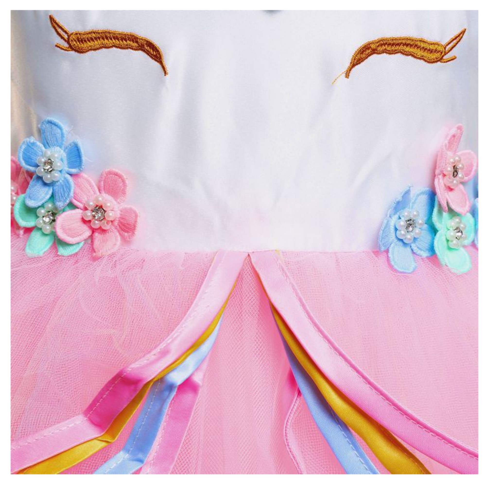 Vestido Largo para Niña Disfraz de Unicornio Con Diadema COLOR ROSA