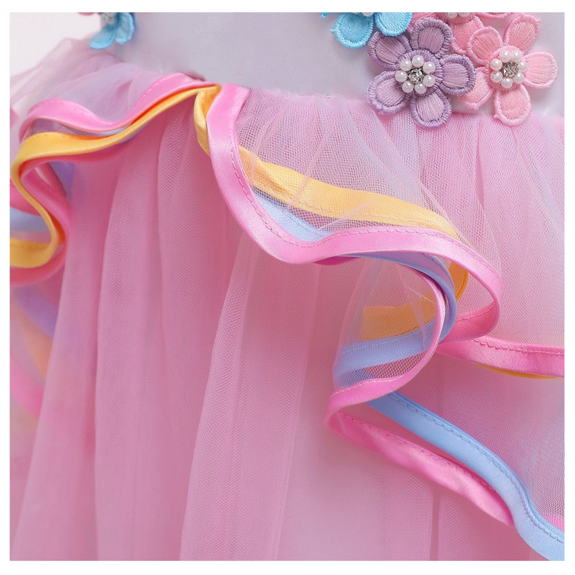 Vestido Largo para Niña Disfraz de Unicornio Con Diadema COLOR ROSA