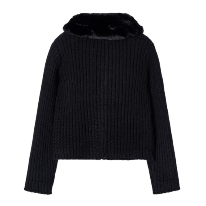 Suéter de tricotosa con cuello de pelo para niña marca Mayoral