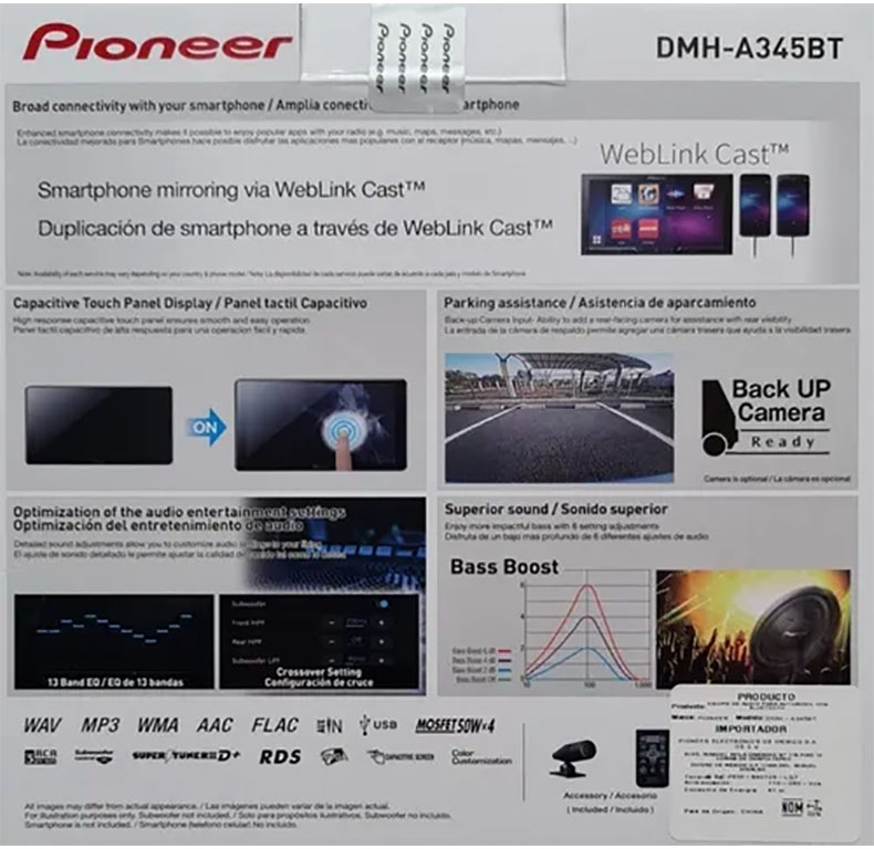 Auto Estero Pioneer De Pantalla Dmh-a345bt