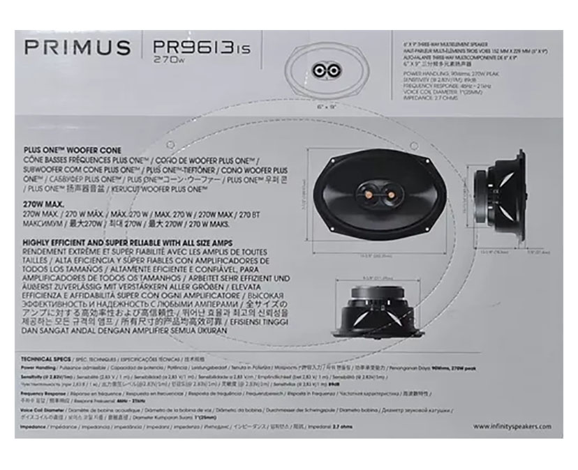 Paquete Bocinas Infinity 6.5 Y 6x9 Primus PR6512is y PR9613is