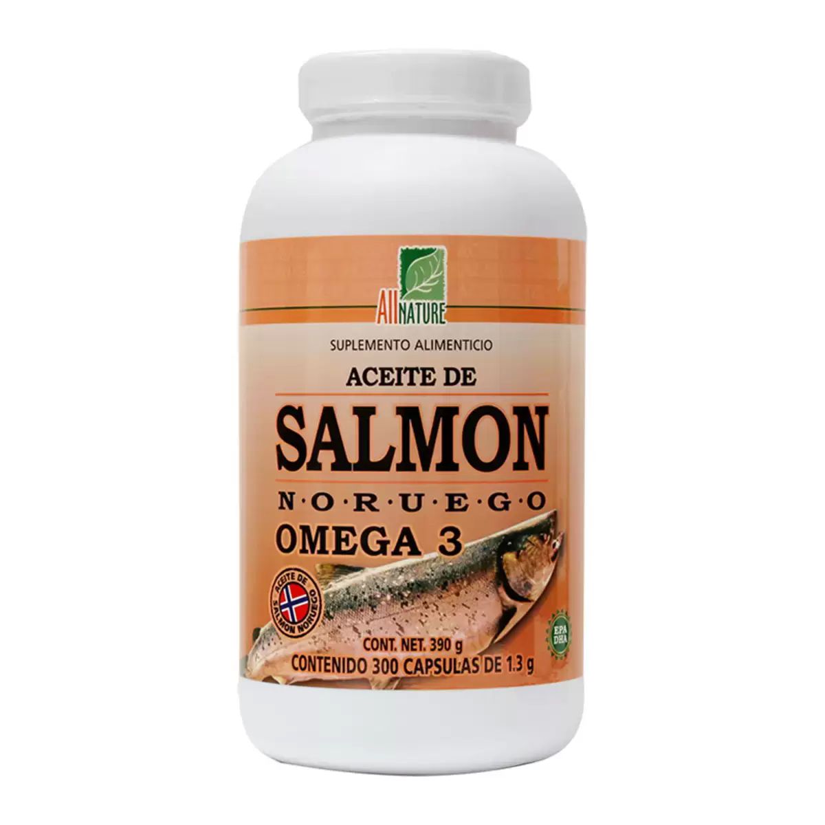 All Nature Aceite de Salmón Noruego Omega 3 300 Cápsulas