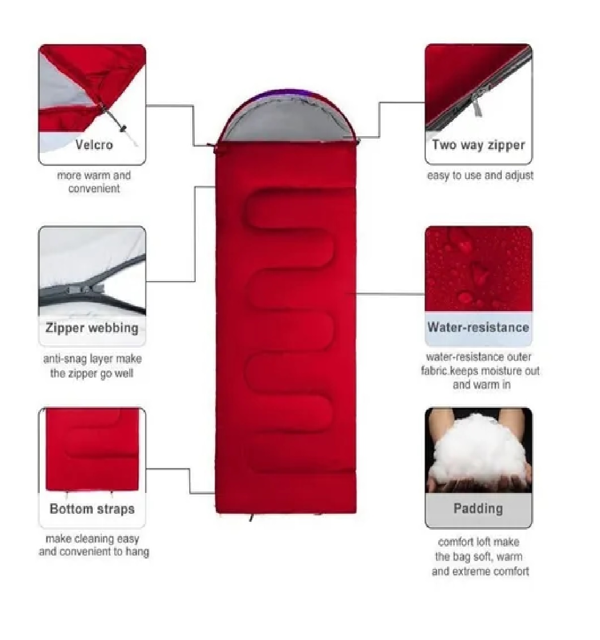 Saco De Dormir Para Acampar Al Aire Libre Rojo