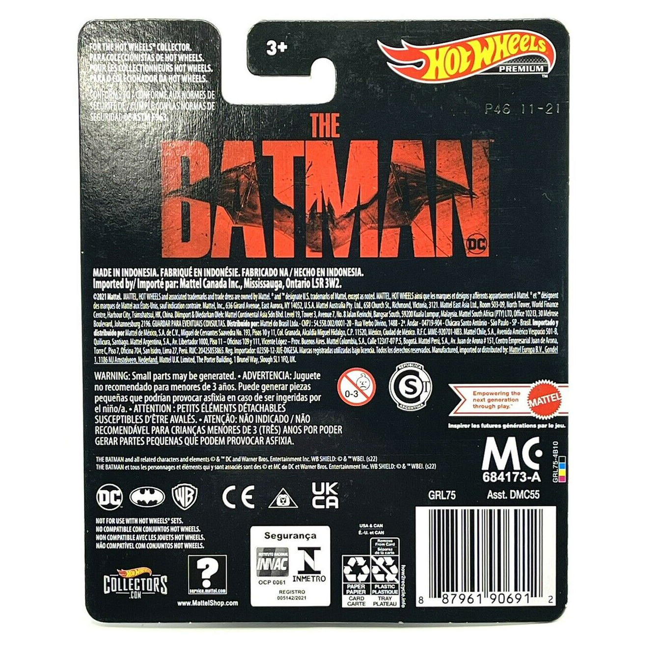 Hot Wheels PREMIUM Batmobile Batimovil 2022 Pattinson Escala 1:64