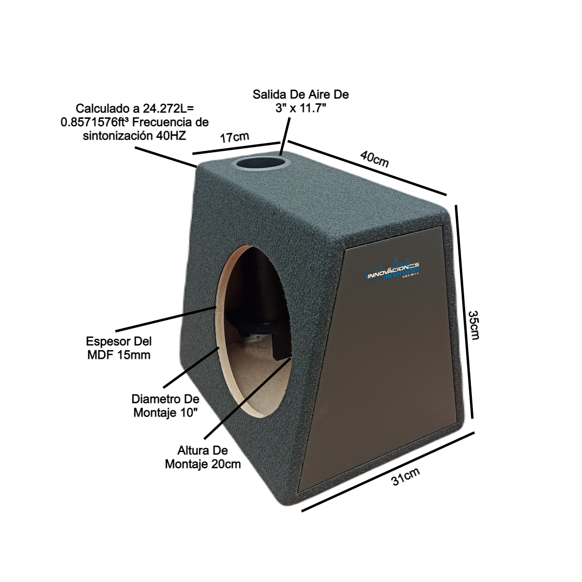 Cajon Para Un Woofer De 10 Pulgadas Porteado Tipo Piramide