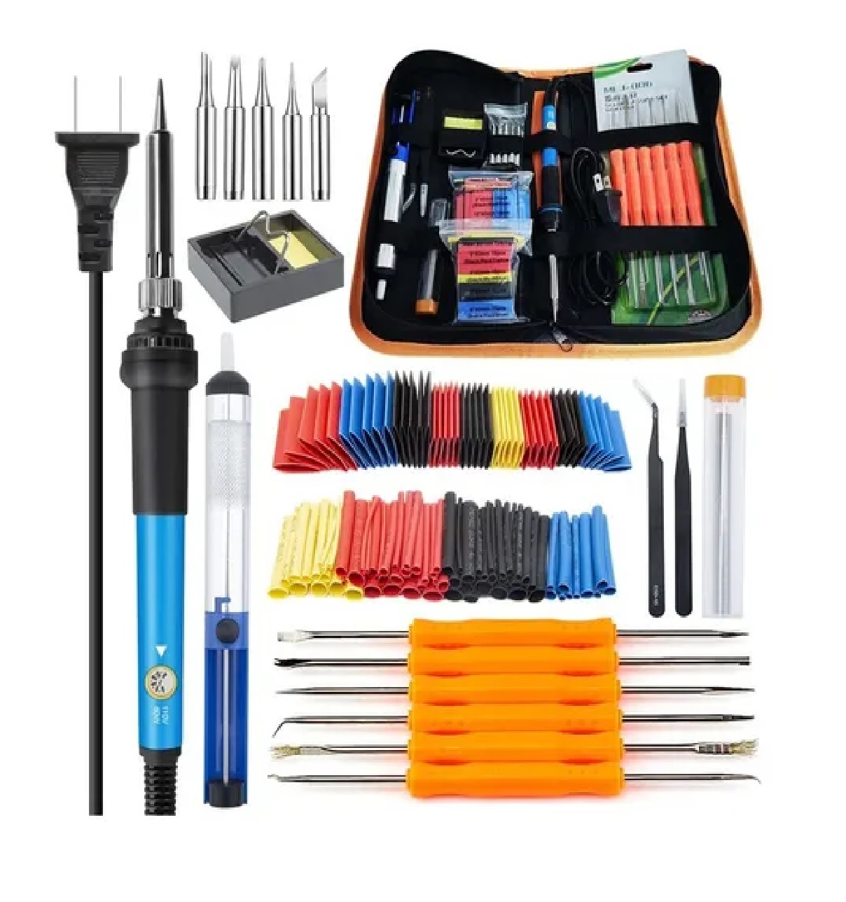 Kit De Soldadora Eléctrica 60w Temp. Ajustable Acc. Termoretraccion