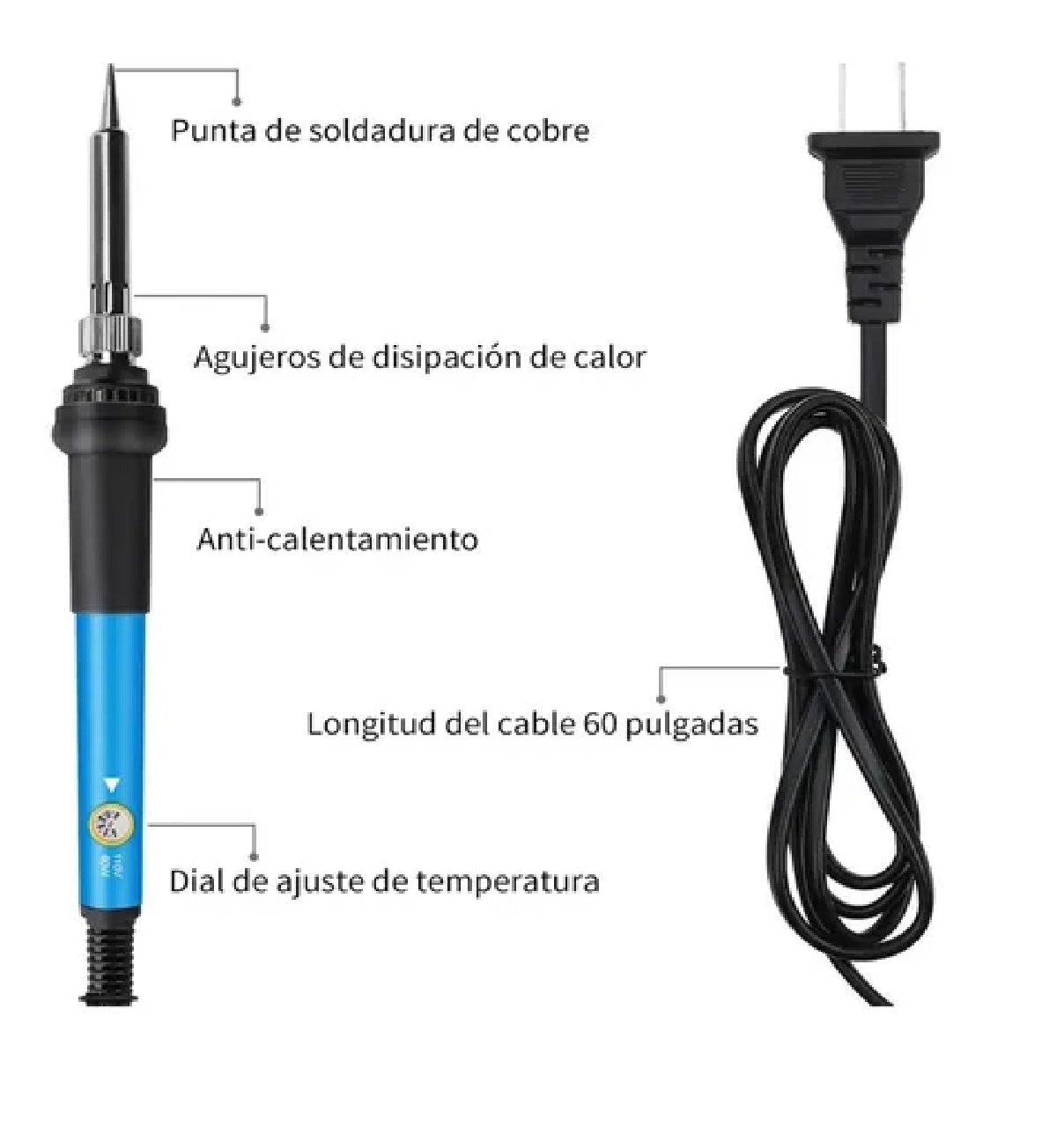 Kit De Soldadora Eléctrica 60w Temp. Ajustable Acc. Termoretraccion