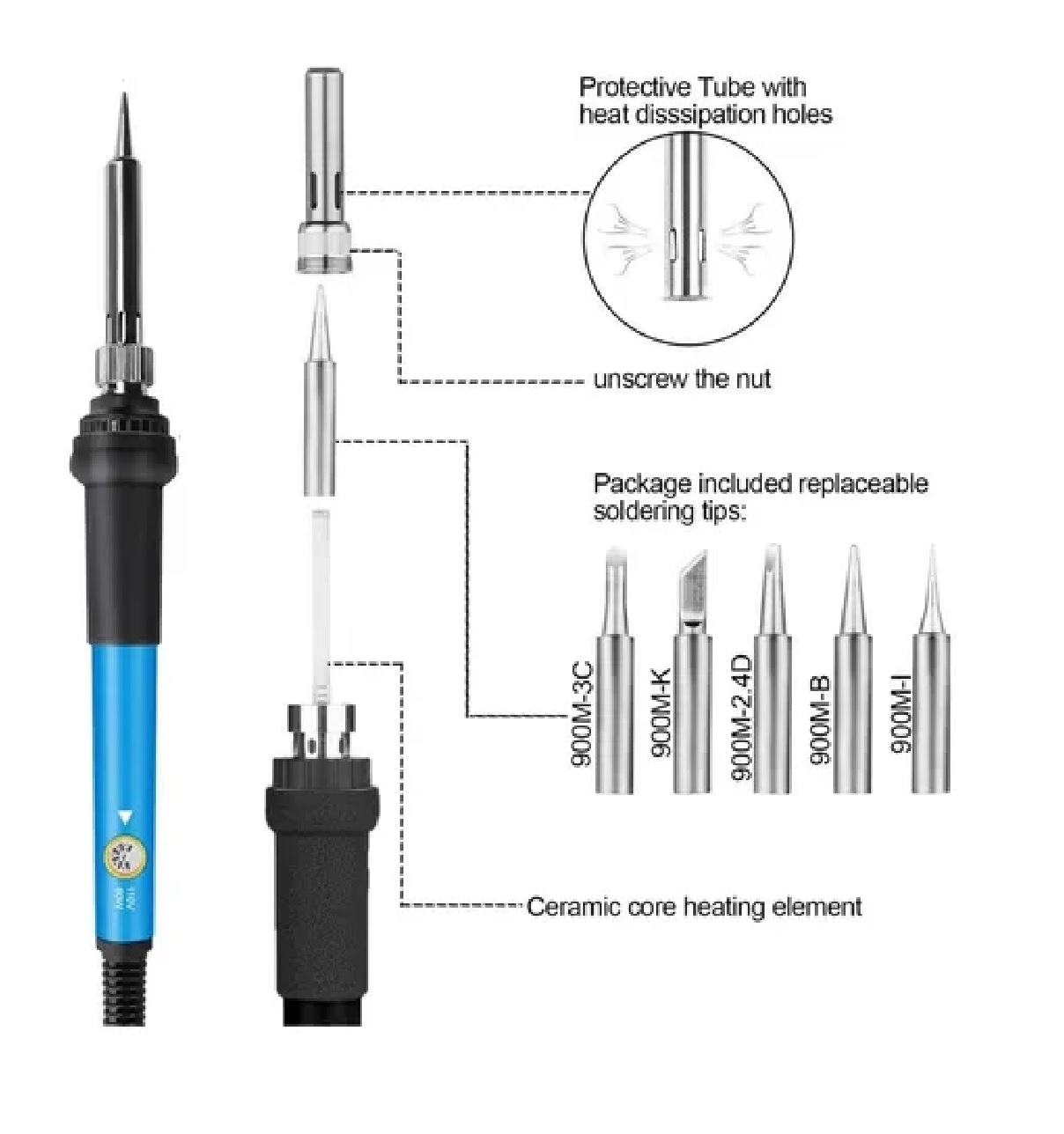 Kit De Soldadora Eléctrica 60w Temp. Ajustable Acc. Termoretraccion
