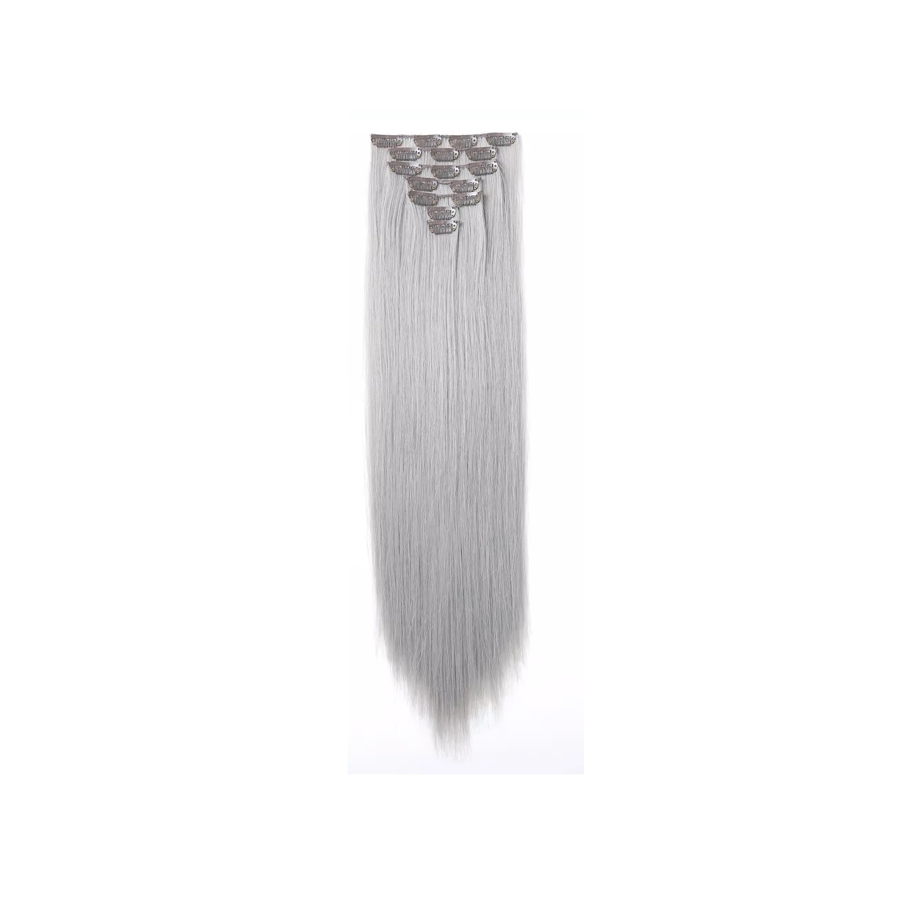 Extensiones De Cabello Sintético Set de 7 piezas con clips ONDULADA 7-60B PLATA