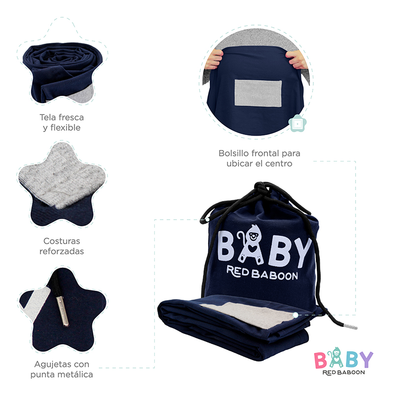 Fular Para Bebe, Rebozo Elástico Tipo Canguro, Artículos Para Bebe Aguanta hasta 15 Kg Marca Baby Red Baboon