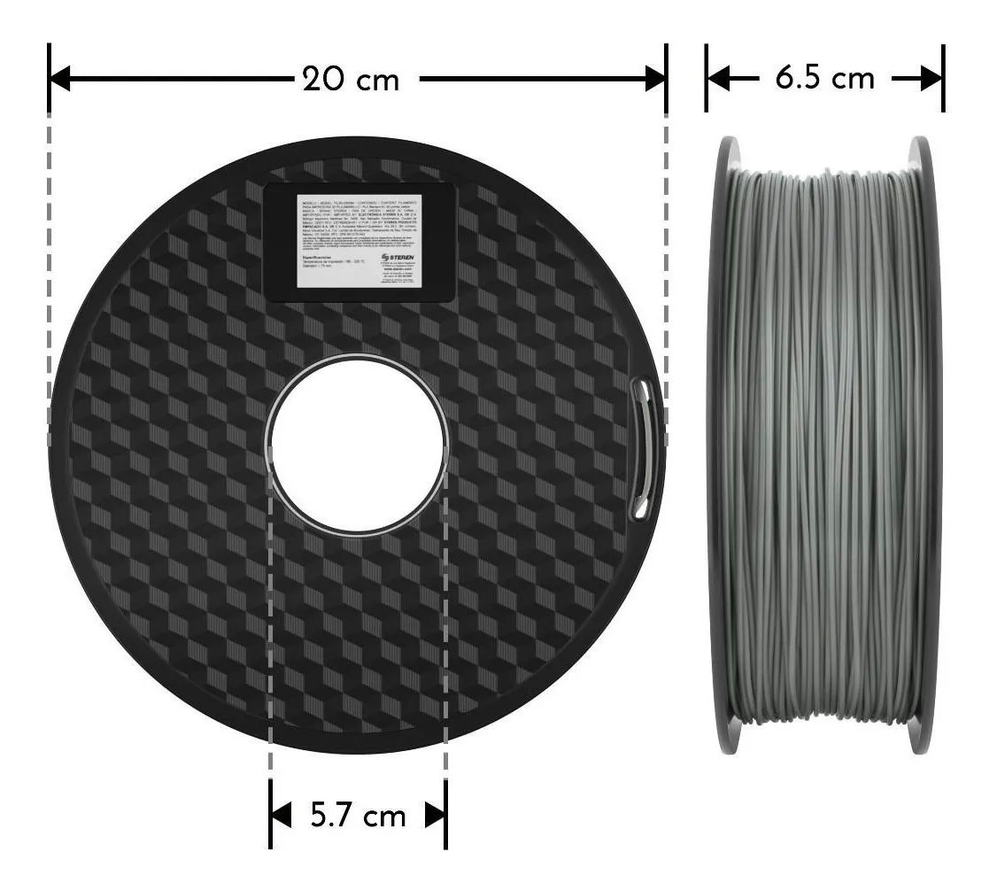 Filamento Gris Oscuro Pla (poliácido Láctico) Para Impresora 3d Steren