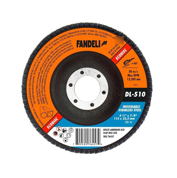 Disco Laminado Fandeli Z-40 Inox 4 1/2 Pulgadas Ecodisc 76457