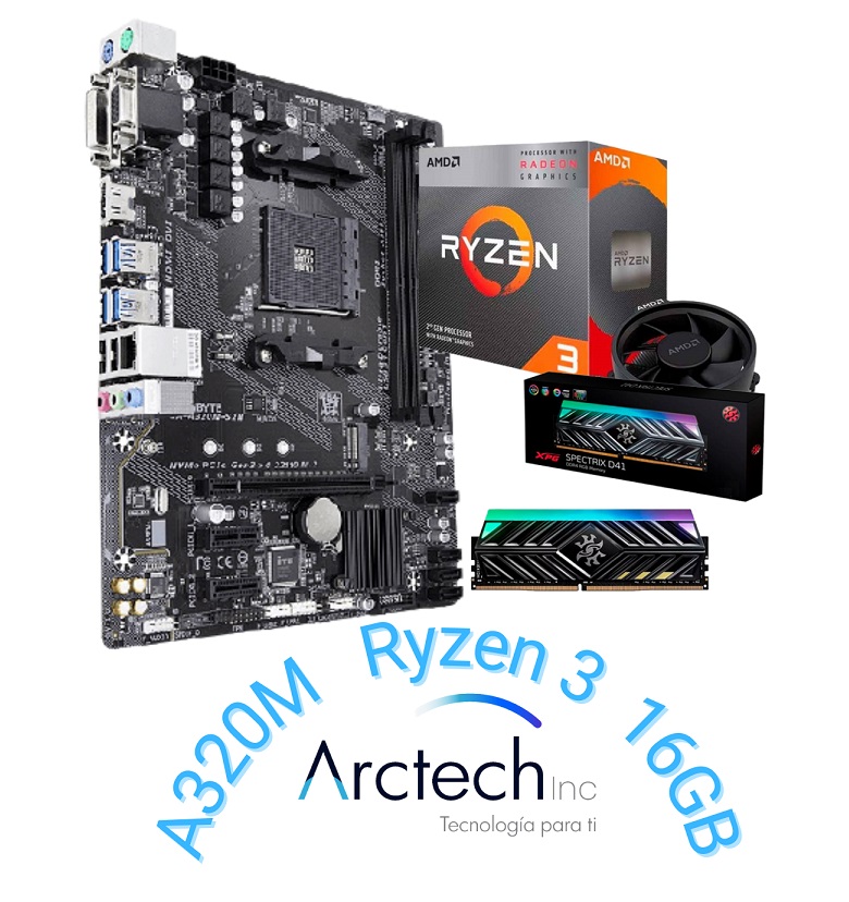 KIT DE ACTUALIZACION GAMER RYZEN 3 TARJETA MADRE 16GB