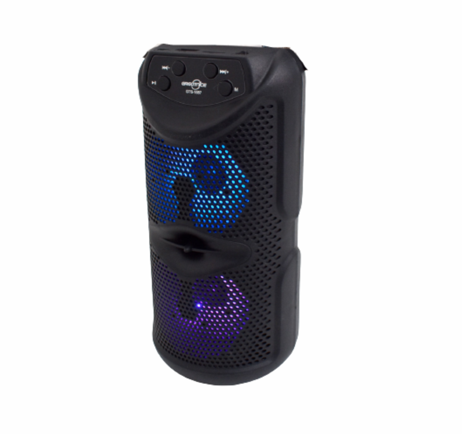 Bocina bluetooth portátil 3 pulgadas x 2 Radio FM Con luz LED USB y Micro SD 1557