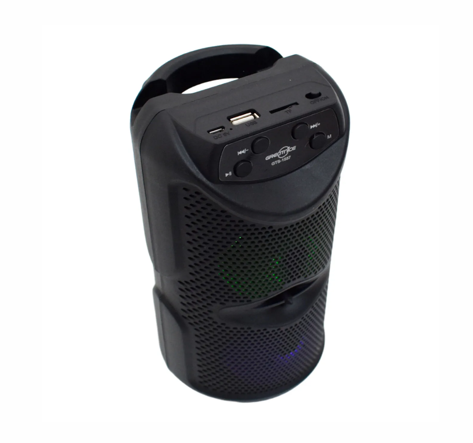 Bocina bluetooth portátil 3 pulgadas x 2 Radio FM Con luz LED USB y Micro SD 1557