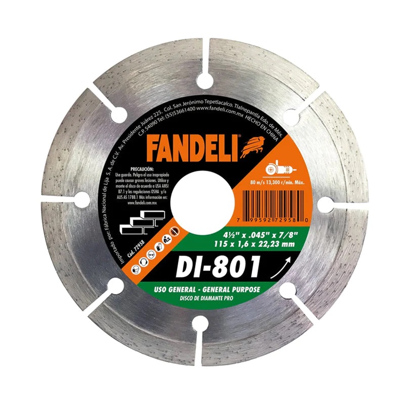 Disco Corte Diamante Sementado 4 1/2 Pulgada Fandeli 72958