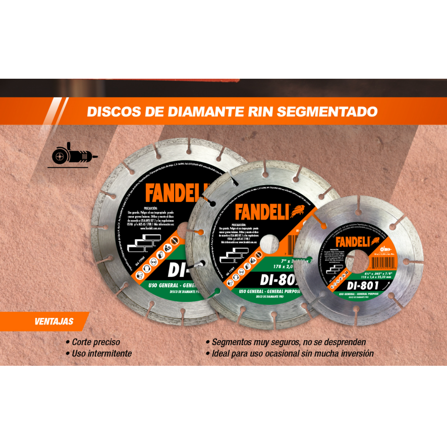 Disco Corte Diamante Sementado 4 1/2 Pulgada Fandeli 72958