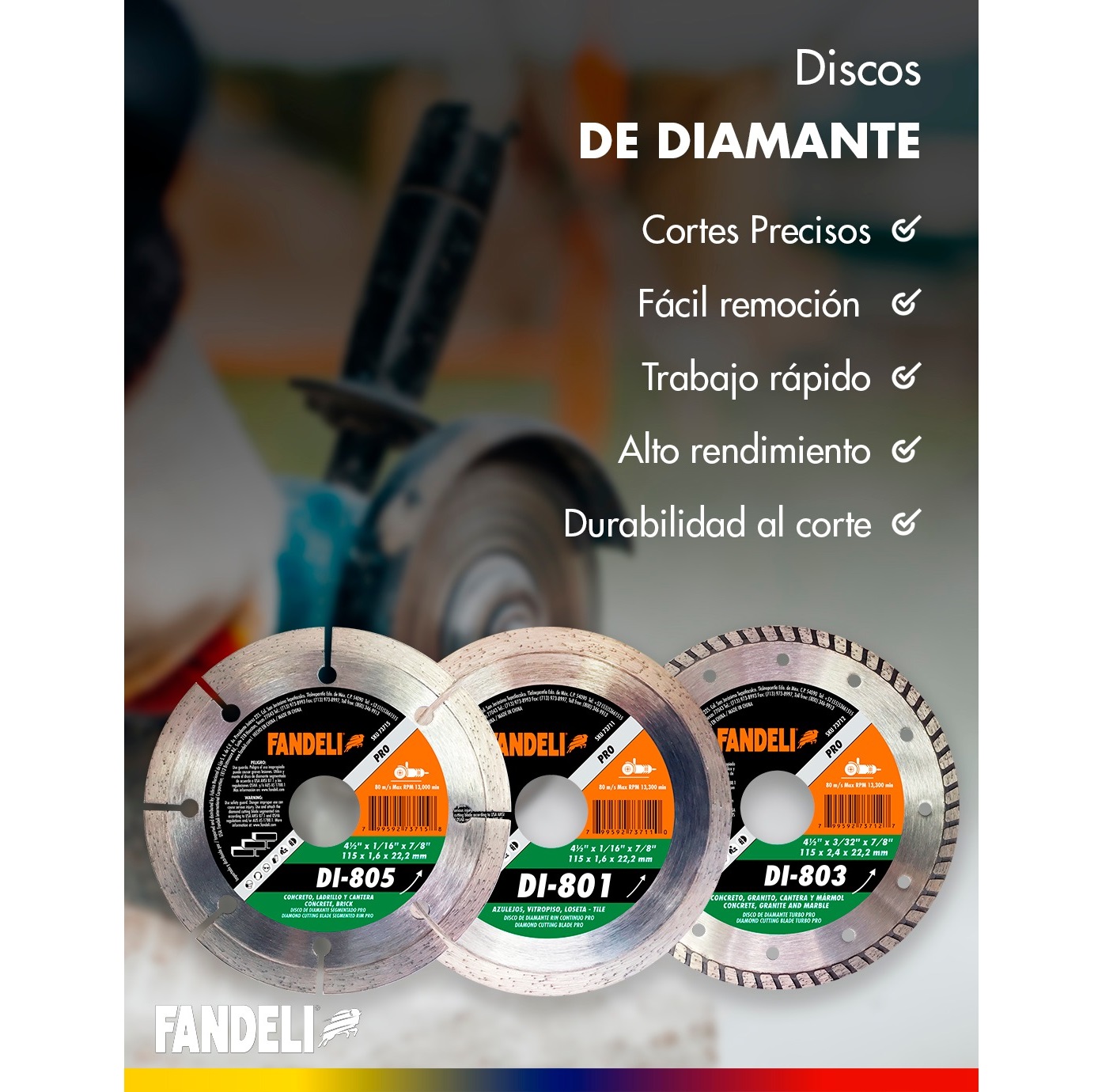 Disco Corte Diamante Sementado 4 1/2 Pulgada Fandeli 72958