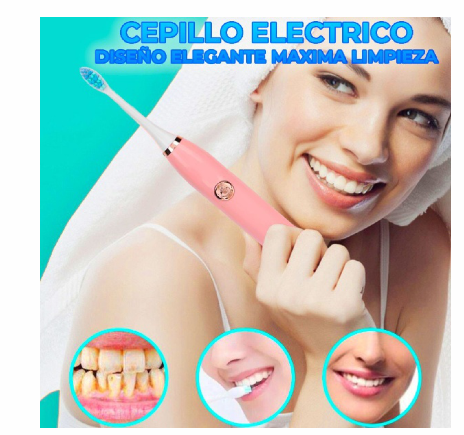 Cepillo De Dientes Eléctrico Ultrasónico Con 2 Cabezales