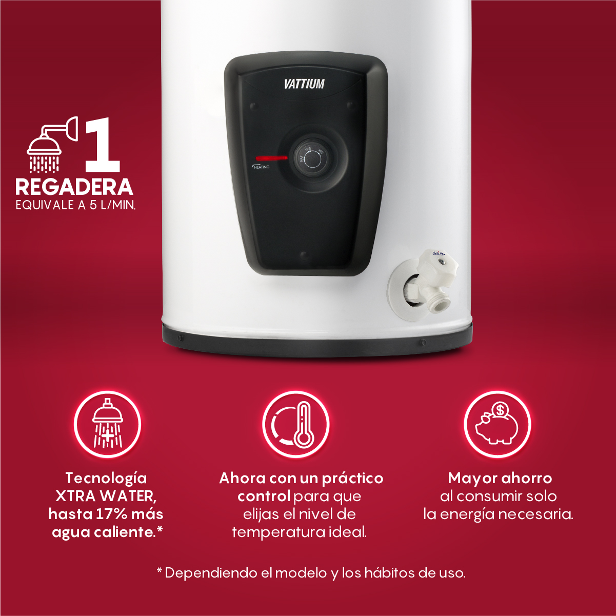 CCalentador de Agua, Depósito Eléctrico Calorex Vattium E-10 para 1 Servicio, 41 Litros a 120-127 Voltios