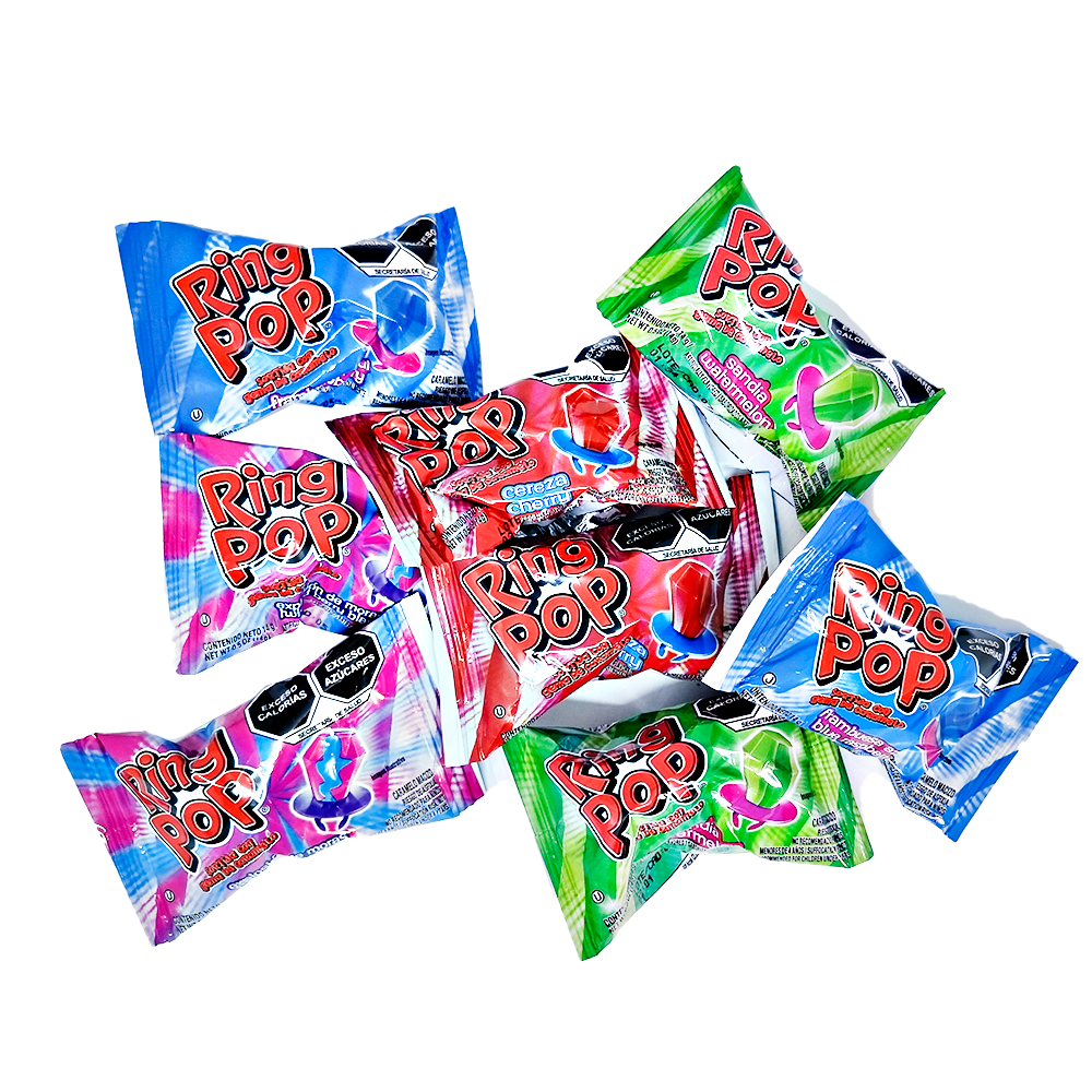 Caja 12 Pz Ring Pop Caramelo Anillo Sabores Surtidos 168g
