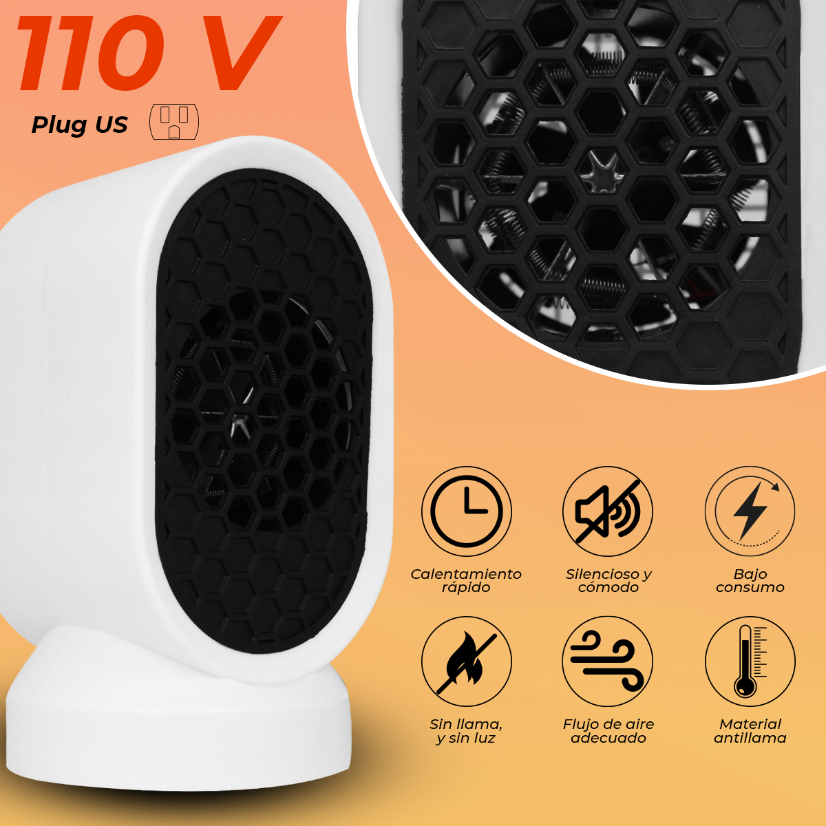 Mini Calentador Electrico Calefactor Calefaccion Portatil