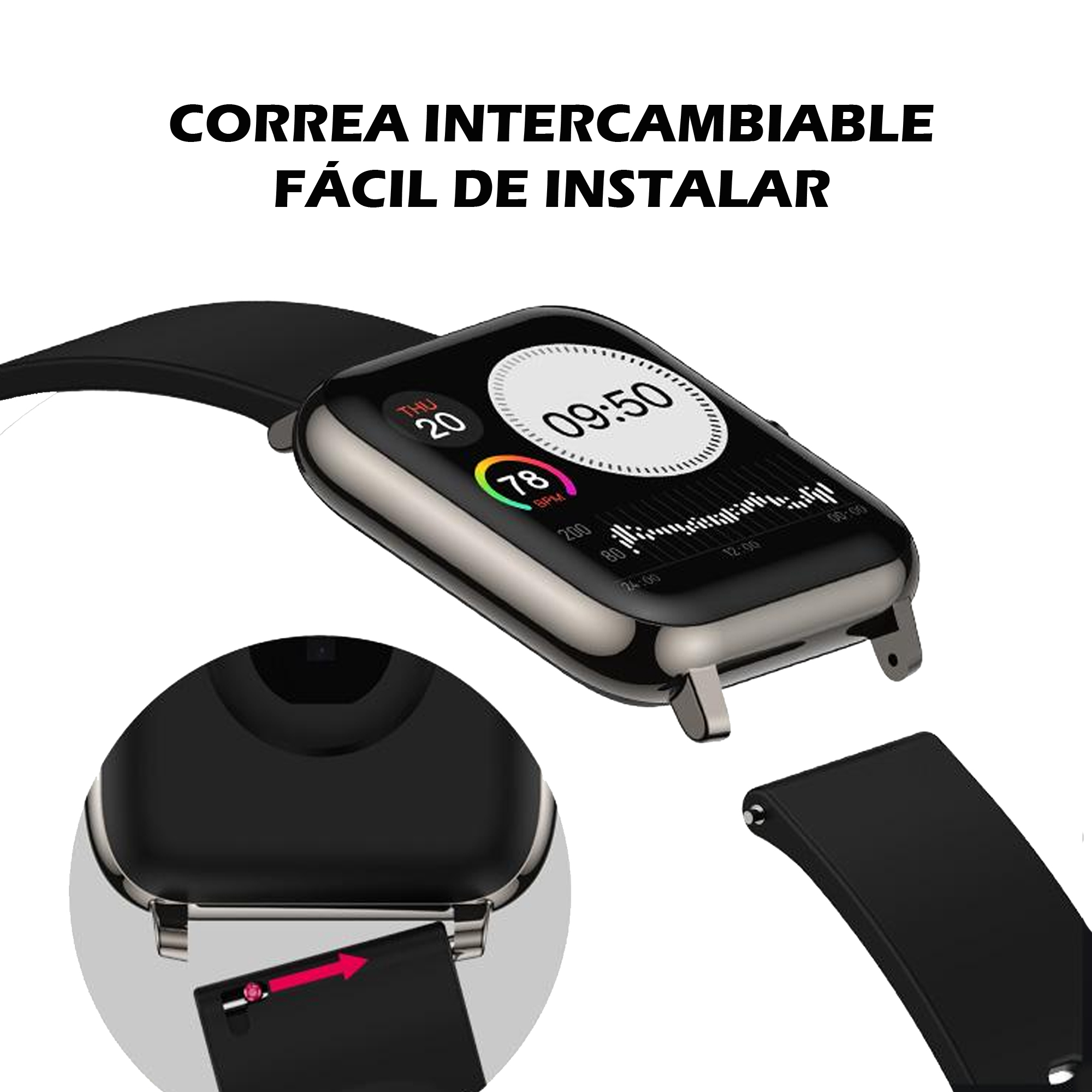 Reloj Inteligente Smartwatch Impermeable Bluetooth Deportivo P22 Gris + Correa Negra Gratis
