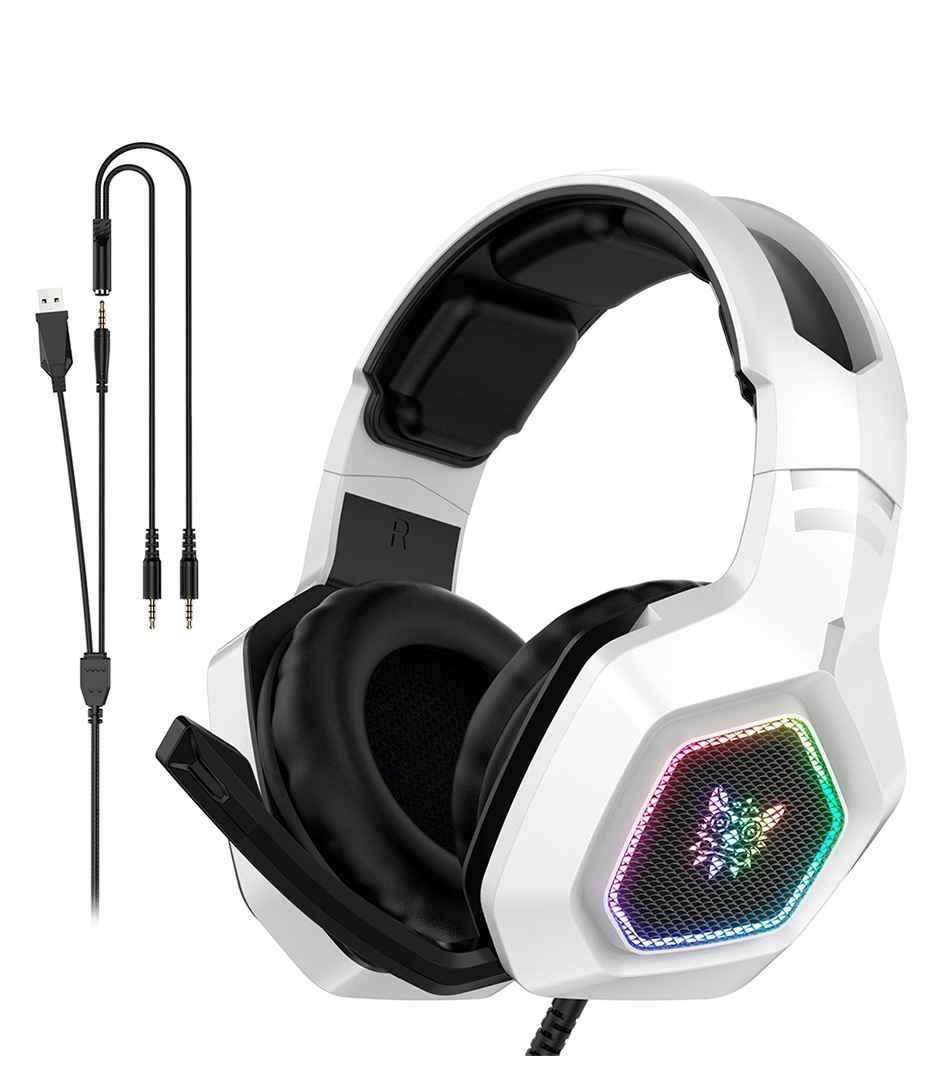 Audífonos gamer con micrófono, color blanco