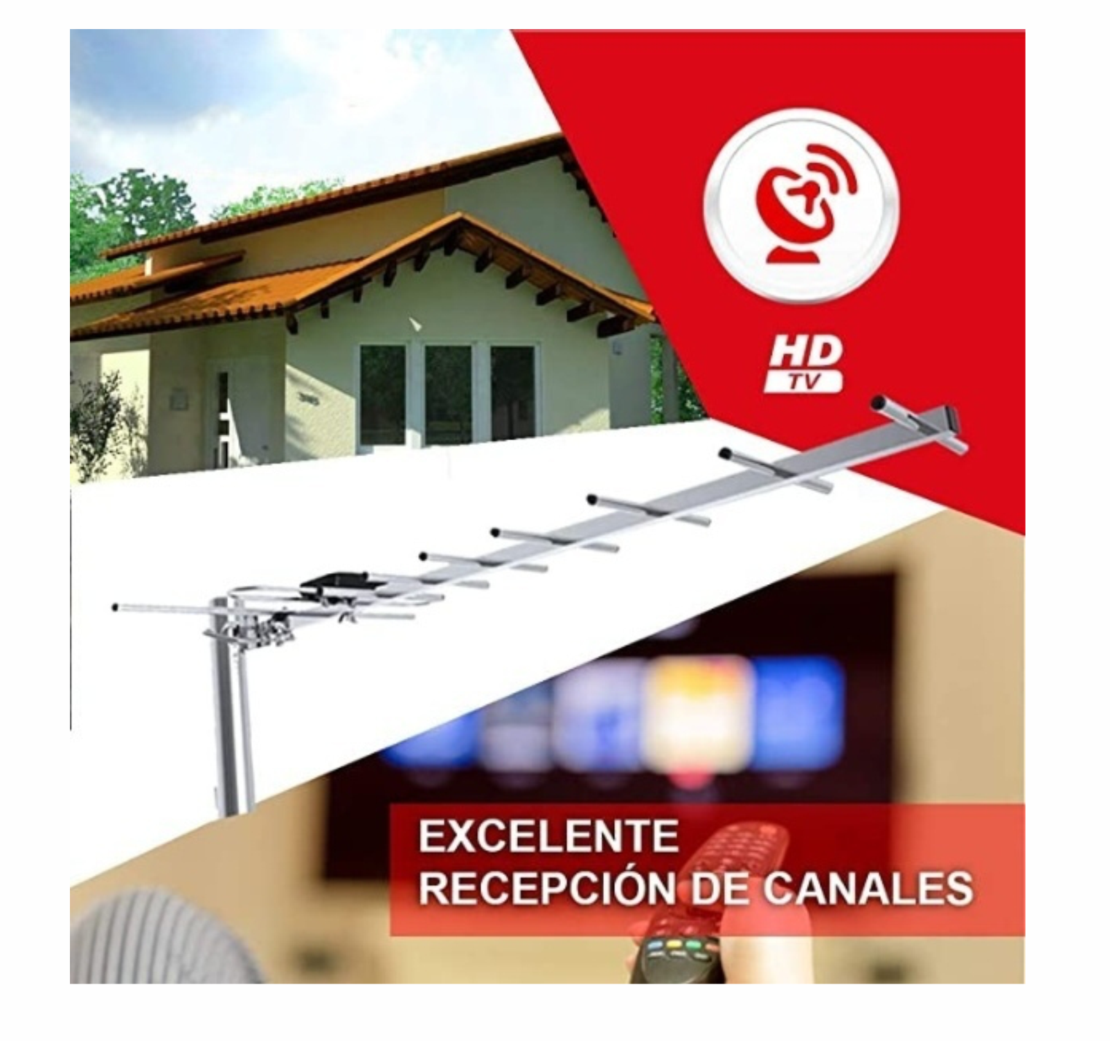 Antena Aérea UHF de TV HDTV Antena receptor HD exterior resistente al clima Alta Definicion Alto Rango de Señal NO INCLUYE TUBO