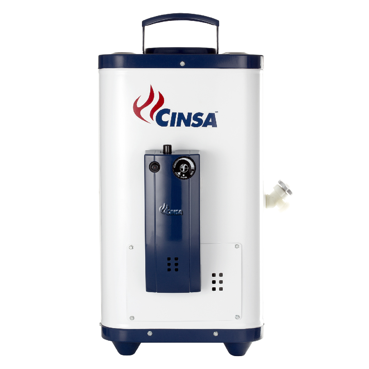 Calentador de Agua Rápida Recuperación CDP-06 para 1 servicio, 6 Litros/Minuto para Gas L.P. Blanco con Azul