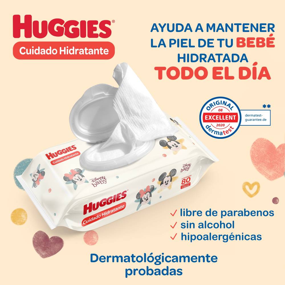 Toallitas Húmedas Huggies Cuidado Hidratante 6 Paquetes de 80 pzas, 480 Toallitas