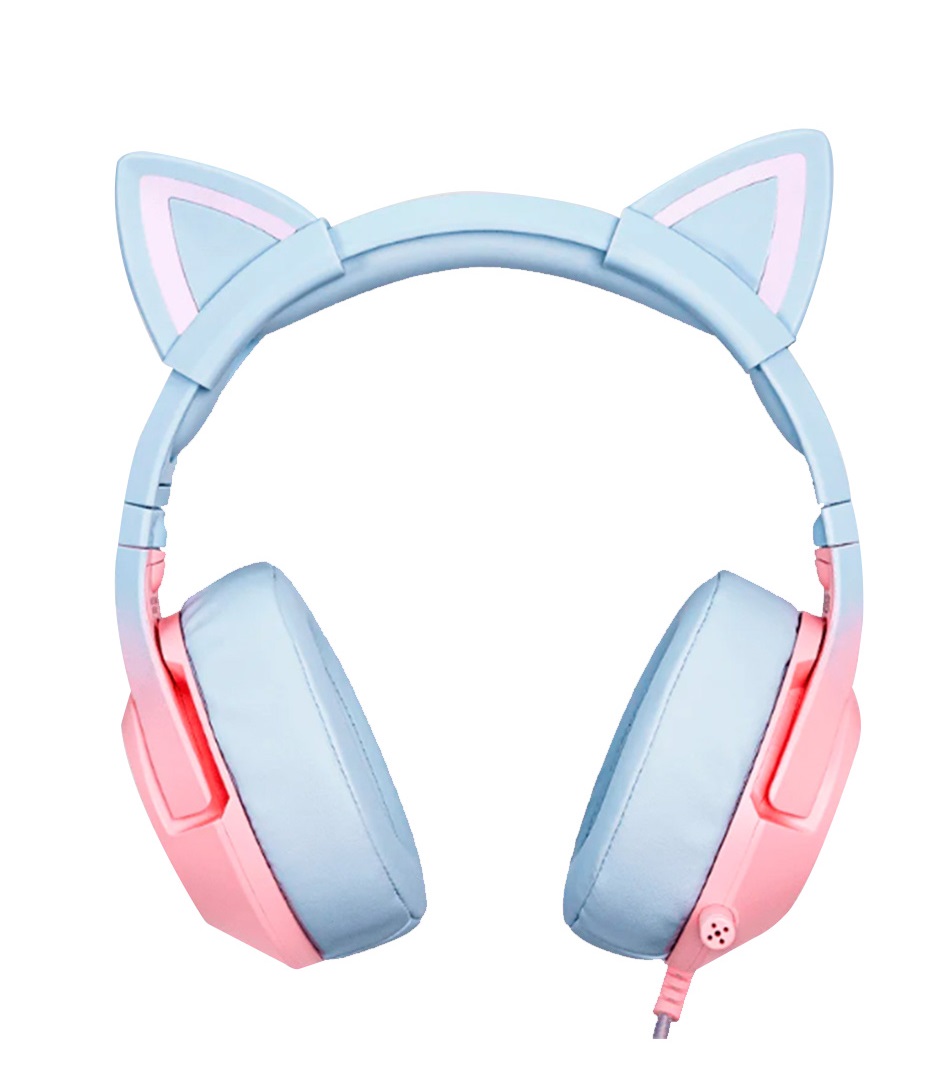Audífonos con micrófono gamer con orejas de gato 