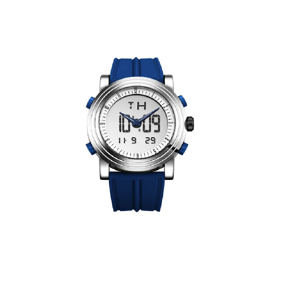 Reloj pulsera deportivo azul Digital cuarzo doble movimiento resistente al agua deporte luz led